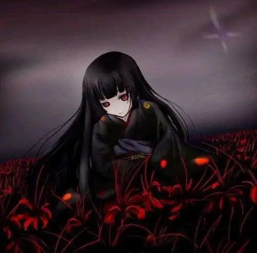 请给我一些黑暗系的动漫少女图片,尽量不要血腥,谢谢
