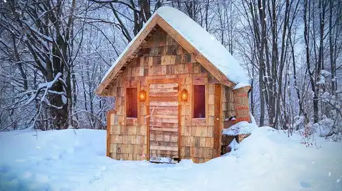 在雪地森林,用木托盘建造间小木屋来居住,是一种什么奢华体验

