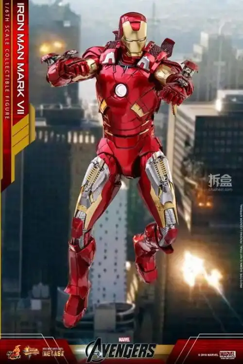 hottoys漫威电影复仇者联盟116合金钢铁侠mk7可动人偶
