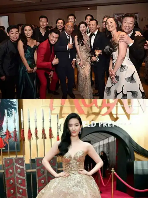 两代花木兰世纪同框,刘亦菲凤凰裙惊艳,57岁温明娜气场十足