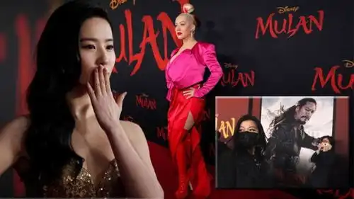 刘亦菲着凤凰裙现身花木兰首映礼,露香肩slay全场,仙气十足
