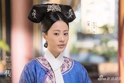 表情如懿传正拍孔千千一袭蓝色绸缎长衫温婉可人如懿传孔千千...表情
